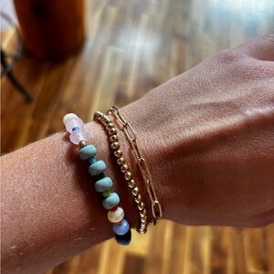 Gold and Multicolor Beaded Bracelet Set